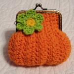 Orange Sunburst Crochet Coin Purse With Flower And..