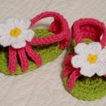 Pink And Lime Baby Sandals - Shoes - Crochet,..