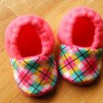 Toddler Size - Pink Argyle Fleece Baby Booties..