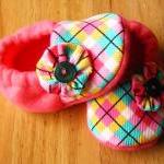 Toddler Size - Pink Argyle With Button Flowers..