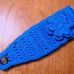 Blue Crochet Headband - Earwarmer - Headwrap With..